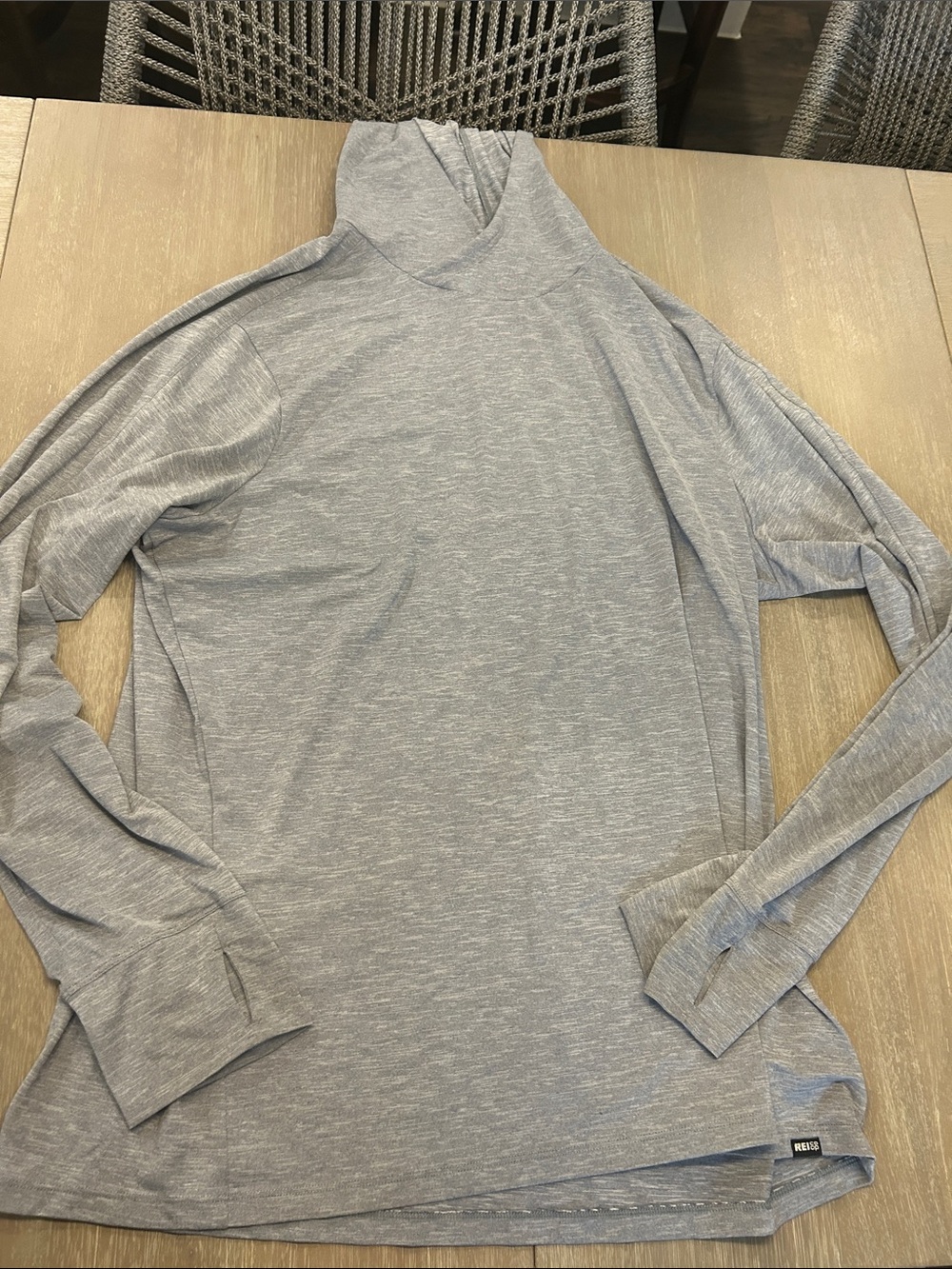 REI Co-op Men's Heather Gray Long Sleeve Hooded Tee